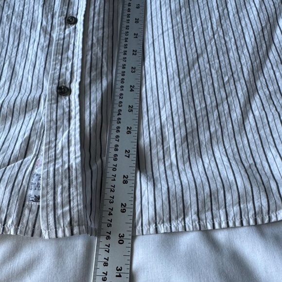 Levi's Vintage Orange Tab Men's Striped Short Sleeve Cotton Shirt White/Gray Lg - Picture 12 of 14